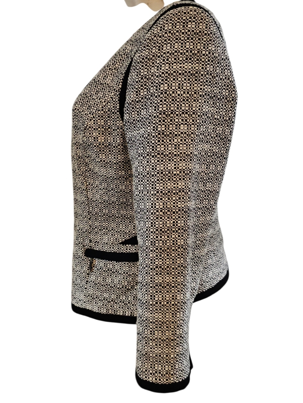 White House Black Market Size 10 Zip-Front Tweed Jacket - Picture 6 of 8